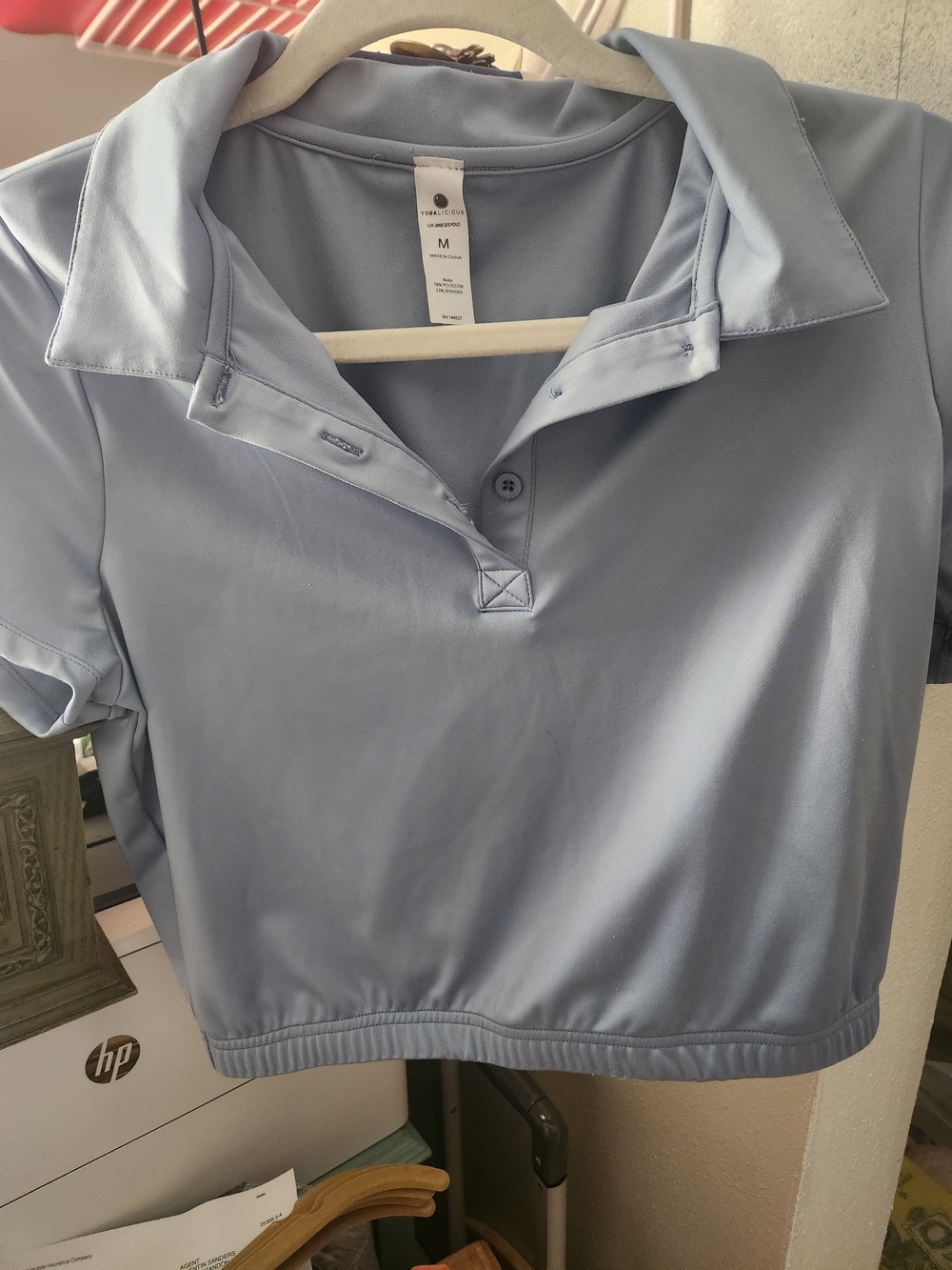 Yogalicious Powder Blue Polo Crop Top